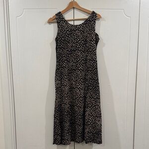 Elegant Black brown and Cream abstract print Sleeveless Dress